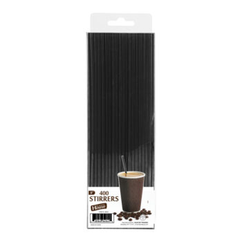 8" Black Stirrers (400 Count)