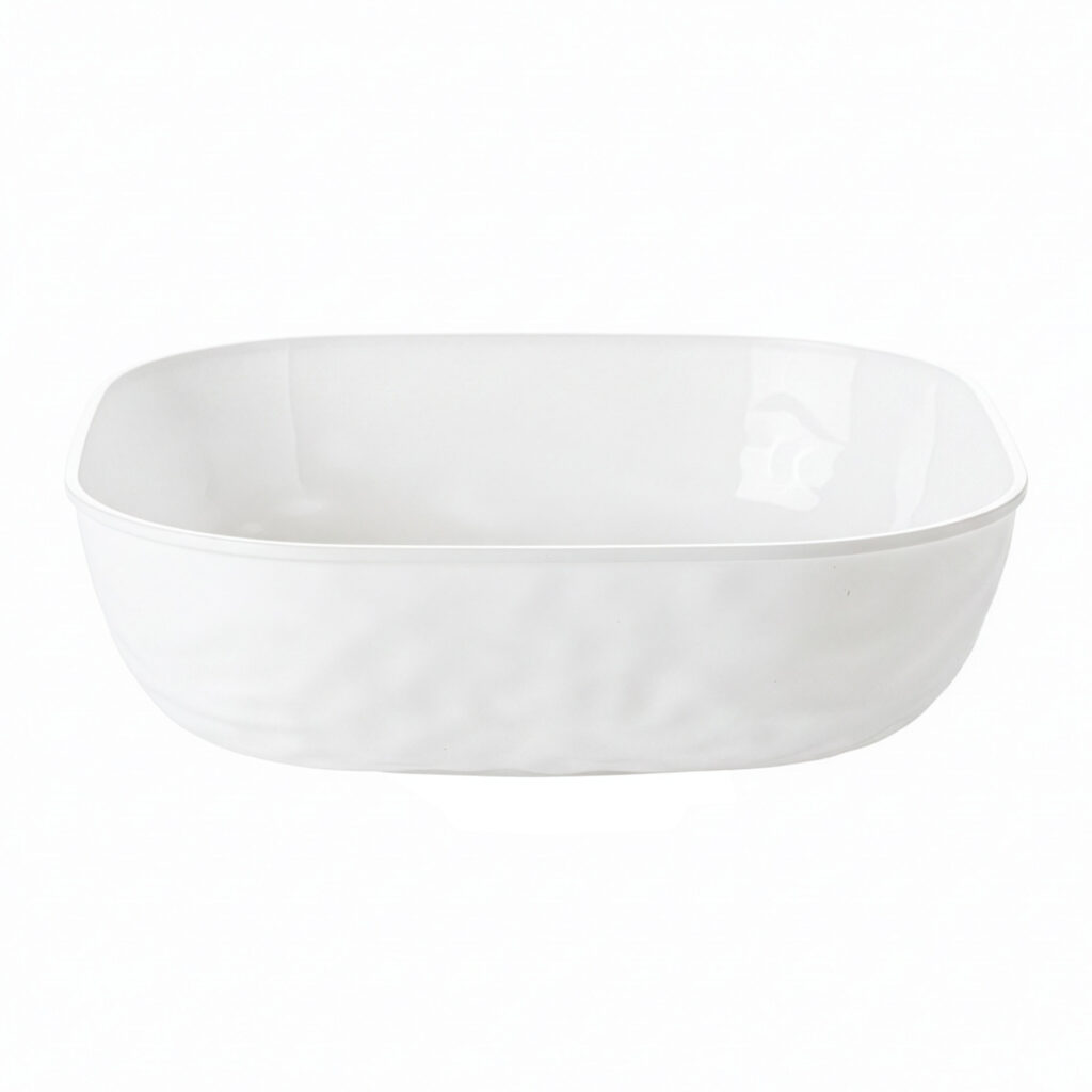 Hammered Square Bowl White 96oz