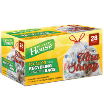30 Gal Clear Drawstring Recycling Garbage Bags (28 Count)