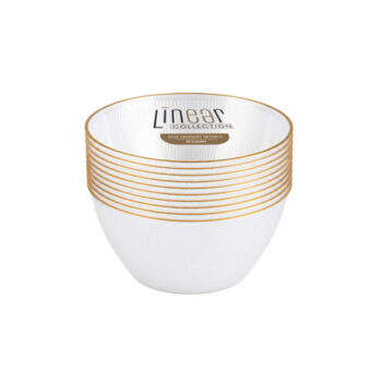 Linear Bowls 6 oz Pearl/Gold Rim (10 Count)
