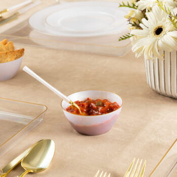 Alternative view of Linear Bowls 6 oz Pearl/Gold Rim (10 Count)